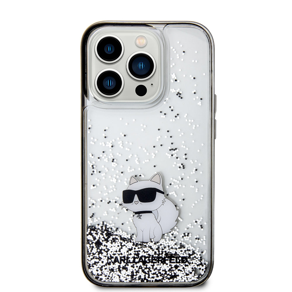 Θήκη για Apple iPhone 14 Pro, Karl Lagerfeld, Liquid Glitter Choupette, Διαφανής