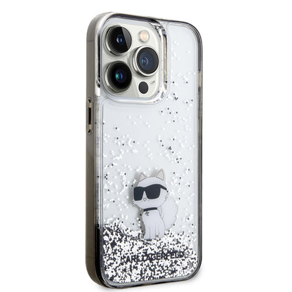 Θήκη για Apple iPhone 14 Pro, Karl Lagerfeld, Liquid Glitter Choupette, Διαφανής