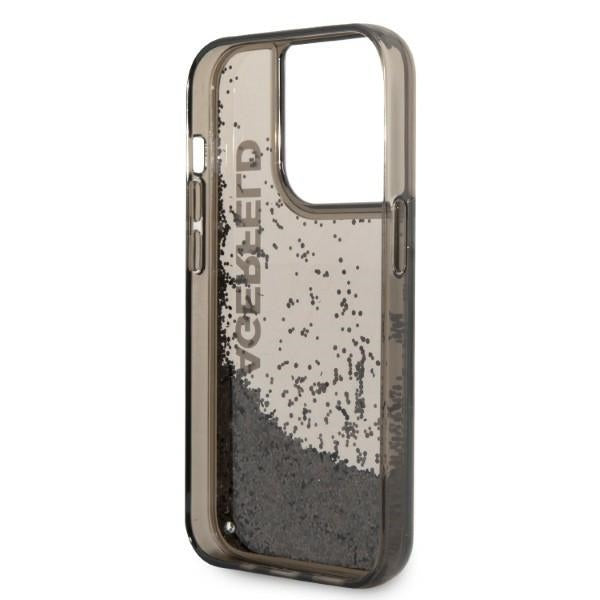 Θήκη για Apple iPhone 14 Pro, Karl Lagerfeld, Liquid Glitter KL Logo, Μαύρη