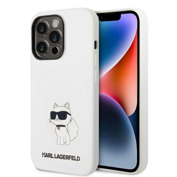 Case for Apple iPhone 14 Pro, Karl Lagerfeld, Silicone Choupette, White