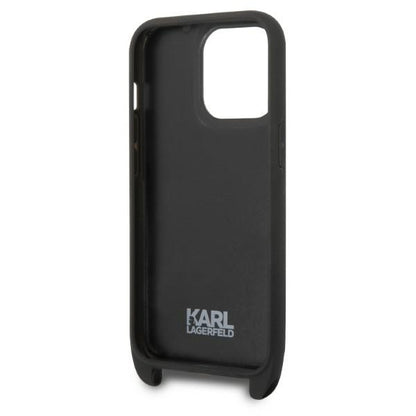 Case for Apple iPhone 14 Pro, Karl Lagerfeld, Monogram Ikonik Karl, Black