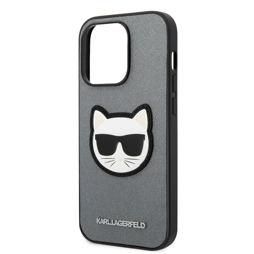 Θήκη για Apple iPhone 14 Pro, Karl Lagerfeld, Saffiano Choupette's Head, Ασημί