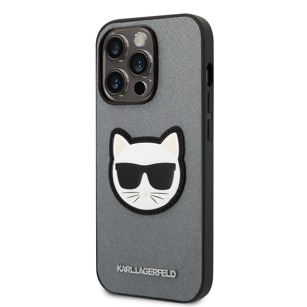 Θήκη για Apple iPhone 14 Pro, Karl Lagerfeld, Saffiano Choupette's Head, Ασημί