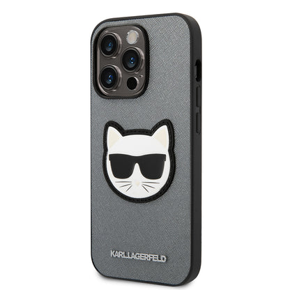 Θήκη για Apple iPhone 14 Pro, Karl Lagerfeld, Saffiano Choupette's Head, Ασημί