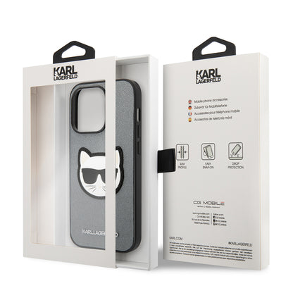 Θήκη για Apple iPhone 14 Pro, Karl Lagerfeld, Saffiano Choupette's Head, Ασημί