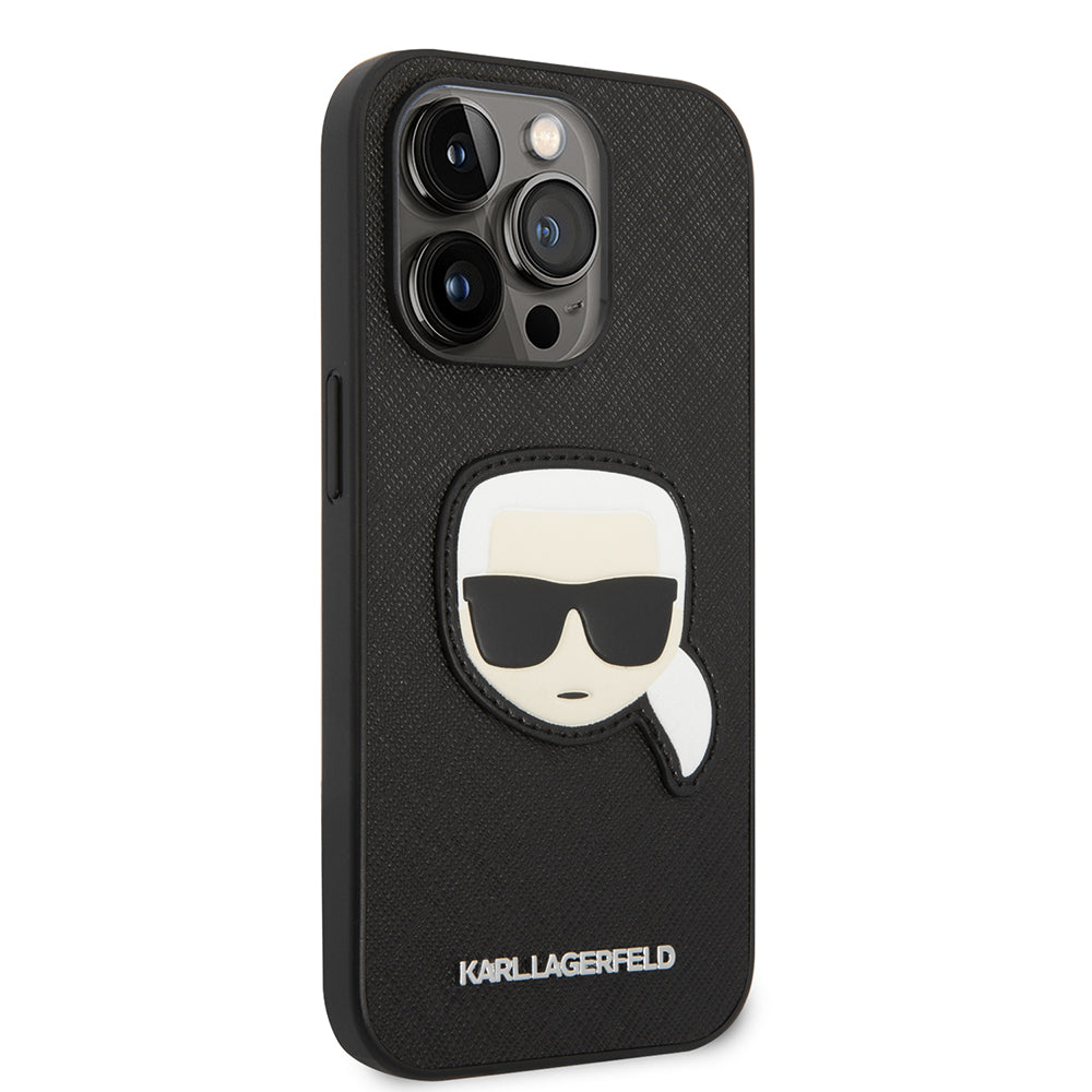 Case for Apple iPhone 14 Pro, Karl Lagerfeld, Saffiano Karl's Head, Black