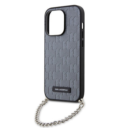 Θήκη για Apple iPhone 14 Pro, Karl Lagerfeld, Saffiano Monogram Chain, Ασημί