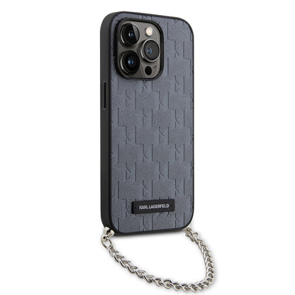 Θήκη για Apple iPhone 14 Pro, Karl Lagerfeld, Saffiano Monogram Chain, Ασημί