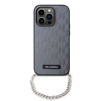 Θήκη για Apple iPhone 14 Pro, Karl Lagerfeld, Saffiano Monogram Chain, Ασημί
