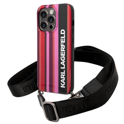 Θήκη για Apple iPhone 14 Pro Max, Karl Lagerfeld, Color Stripes with Strap, Ροζ