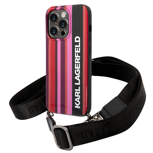 Θήκη για Apple iPhone 14 Pro Max, Karl Lagerfeld, Color Stripes with Strap, Ροζ