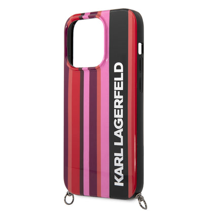 Θήκη για Apple iPhone 14 Pro Max, Karl Lagerfeld, Color Stripes with Strap, Ροζ