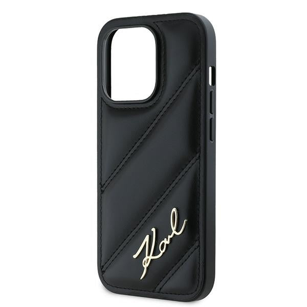 Θήκη για Apple iPhone 14 Pro Max, Karl Lagerfeld, Diagonal Quilted Script, Μαύρη