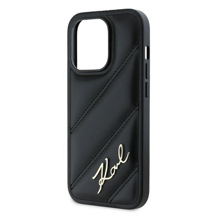 Θήκη για Apple iPhone 14 Pro Max, Karl Lagerfeld, Diagonal Quilted Script, Μαύρη