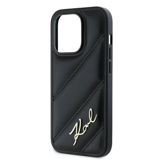 Θήκη για Apple iPhone 14 Pro Max, Karl Lagerfeld, Diagonal Quilted Script, Μαύρη