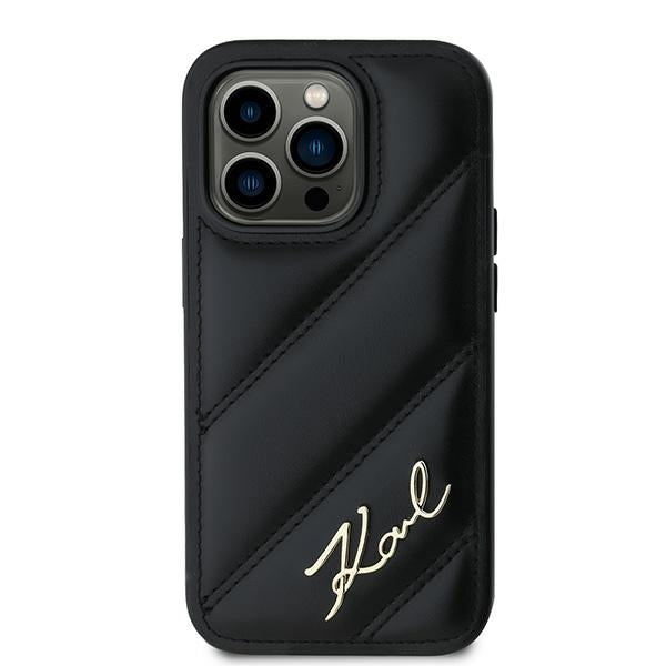 Θήκη για Apple iPhone 14 Pro Max, Karl Lagerfeld, Diagonal Quilted Script, Μαύρη