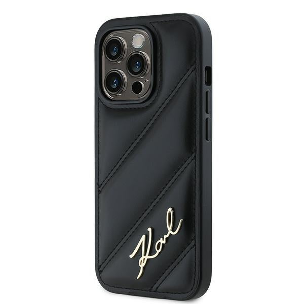 Θήκη για Apple iPhone 14 Pro Max, Karl Lagerfeld, Diagonal Quilted Script, Μαύρη