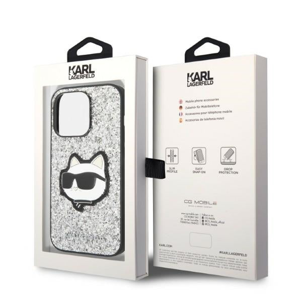 Θήκη για Apple iPhone 14 Pro Max, Karl Lagerfeld, Glitter Choupette Patch, Ασημί