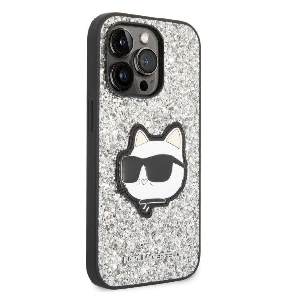 Θήκη για Apple iPhone 14 Pro Max, Karl Lagerfeld, Glitter Choupette Patch, Ασημί