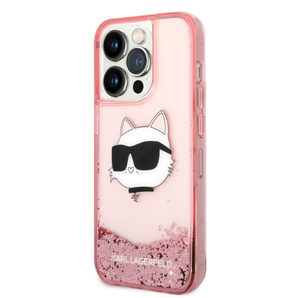 Θήκη για Apple iPhone 14 Pro Max, Karl Lagerfeld, Glitter Choupette's Head, Ροζ