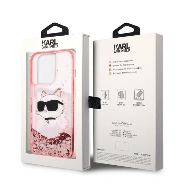 Θήκη για Apple iPhone 14 Pro Max, Karl Lagerfeld, Glitter Choupette's Head, Ροζ