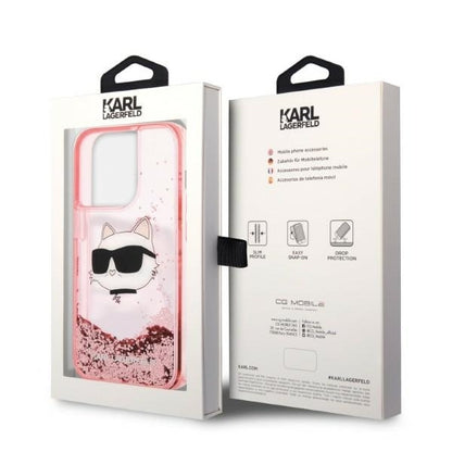 Θήκη για Apple iPhone 14 Pro Max, Karl Lagerfeld, Glitter Choupette's Head, Ροζ
