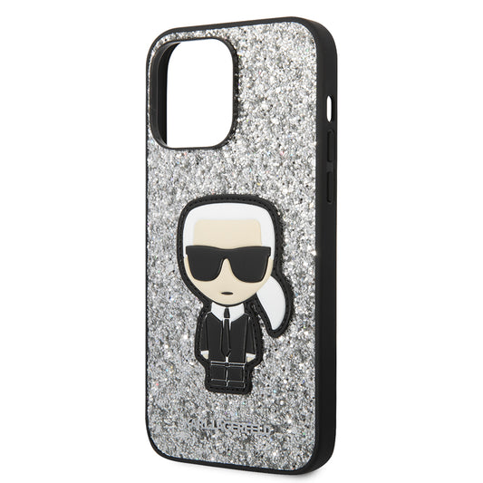 Θήκη για Apple iPhone 14 Pro Max, Karl Lagerfeld, Glitter Flakes Ikonik Karl, Ασημί