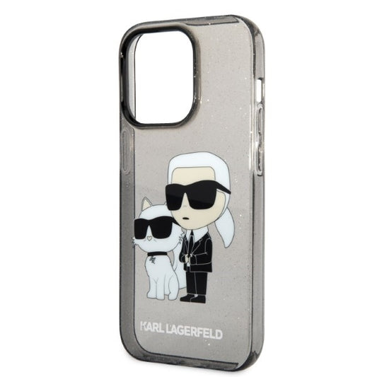 Θήκη για Apple iPhone 14 Pro Max, Karl Lagerfeld, Glitter Karl & Choupette, Μαύρη