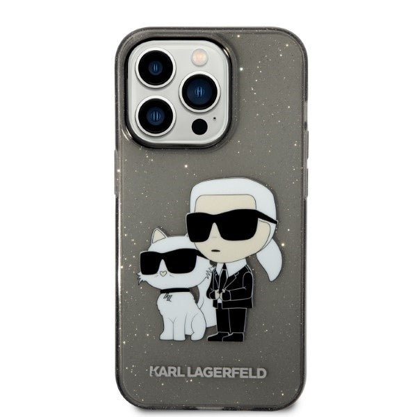 Θήκη για Apple iPhone 14 Pro Max, Karl Lagerfeld, Glitter Karl & Choupette, Μαύρη