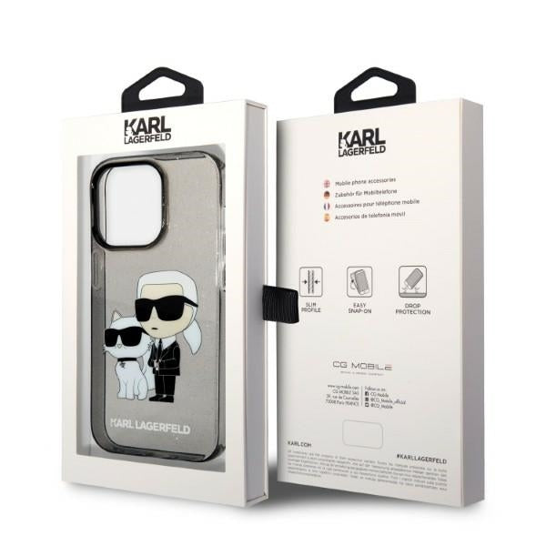 Θήκη για Apple iPhone 14 Pro Max, Karl Lagerfeld, Glitter Karl & Choupette, Μαύρη