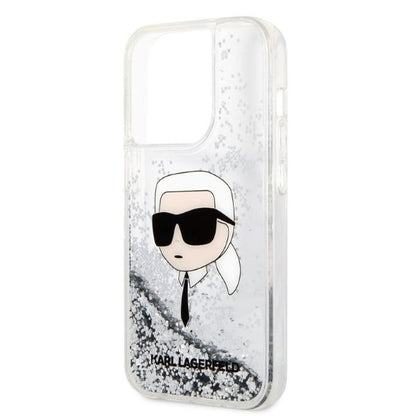 Θήκη για Apple iPhone 14 Pro Max, Karl Lagerfeld, Glitter Karl's Head, Ασημί