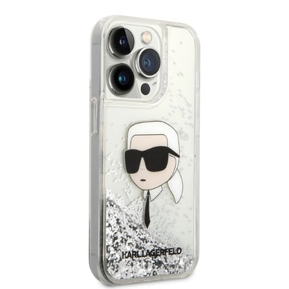 Θήκη για Apple iPhone 14 Pro Max, Karl Lagerfeld, Glitter Karl's Head, Ασημί
