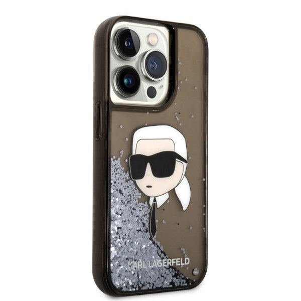 Θήκη για Apple iPhone 14 Pro Max, Karl Lagerfeld, Glitter Karl's Head, Μαύρη