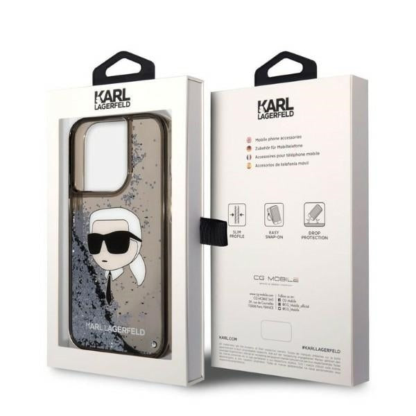 Θήκη για Apple iPhone 14 Pro Max, Karl Lagerfeld, Glitter Karl's Head, Μαύρη