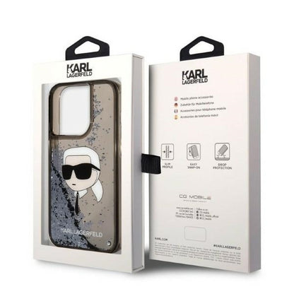 Θήκη για Apple iPhone 14 Pro Max, Karl Lagerfeld, Glitter Karl's Head, Μαύρη