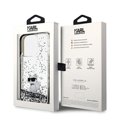 Case for Apple iPhone 14 Pro Max, Karl Lagerfeld, Liquid Glitter Choupette, Transparent