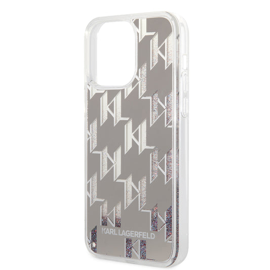 Θήκη για Apple iPhone 14 Pro Max, Karl Lagerfeld, Liquid Glitter Monogram, Ασημί