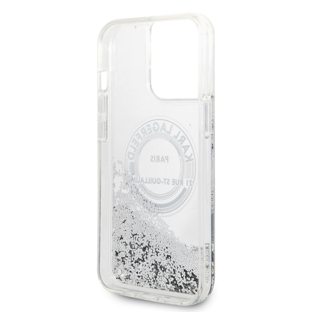Θήκη για Apple iPhone 14 Pro Max, Karl Lagerfeld, Liquid Glitter RSG, Ασημί