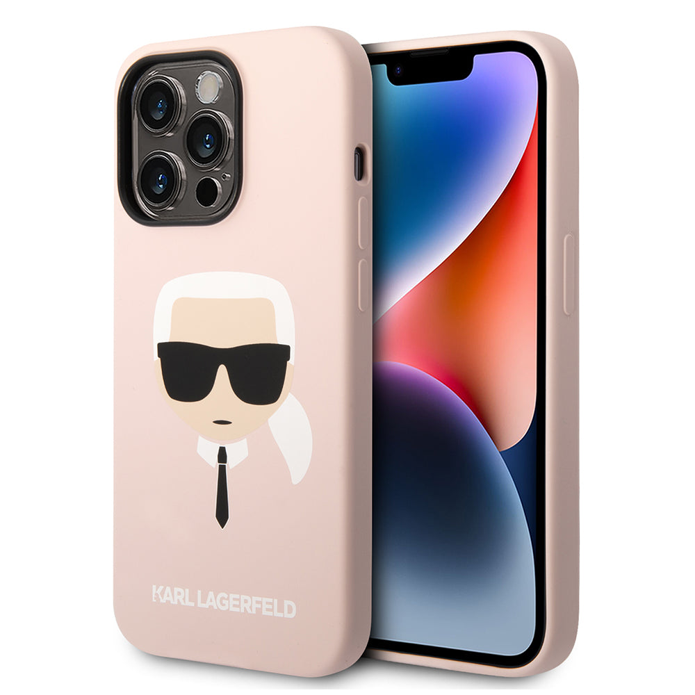 Case for Apple iPhone 14 Pro Max, Karl Lagerfeld, Silicone Karl's Head, Pink
