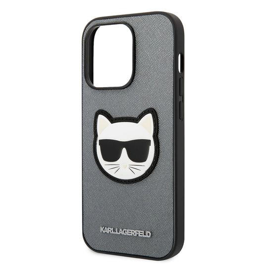 Θήκη για Apple iPhone 14 Pro Max, Karl Lagerfeld, Saffiano Choupette's Head, Ασημί
