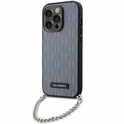 Θήκη για Apple iPhone 14 Pro Max, Karl Lagerfeld, Saffiano Monogram Chain, Ασημί