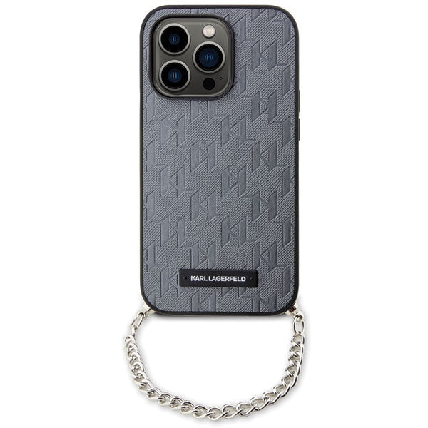 Θήκη για Apple iPhone 14 Pro Max, Karl Lagerfeld, Saffiano Monogram Chain, Ασημί