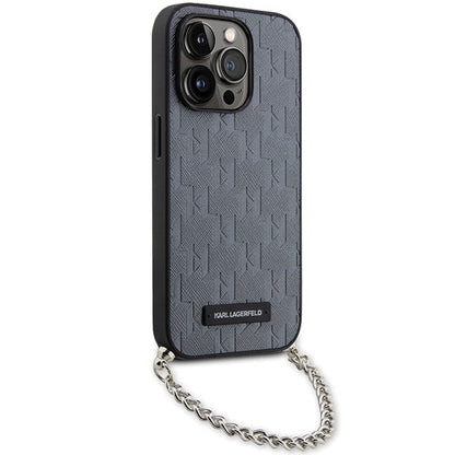 Θήκη για Apple iPhone 14 Pro Max, Karl Lagerfeld, Saffiano Monogram Chain, Ασημί