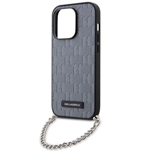 Θήκη για Apple iPhone 14 Pro Max, Karl Lagerfeld, Saffiano Monogram Chain, Ασημί