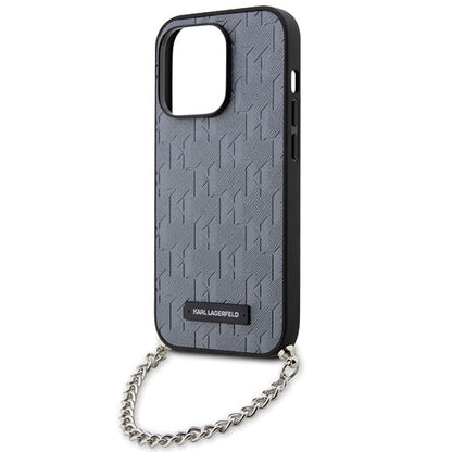 Θήκη για Apple iPhone 14 Pro Max, Karl Lagerfeld, Saffiano Monogram Chain, Ασημί