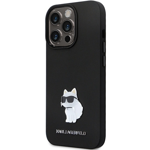 Case for Apple iPhone 14 Pro Max, Karl Lagerfeld, Silicone Choupette Metal, Black