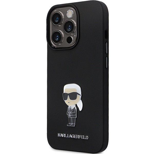 Case for Apple iPhone 14 Pro Max, Karl Lagerfeld, Silicone Ikonik Karl Metal, Black