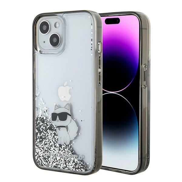 Θήκη για Apple iPhone 15 / 14 / 13, Karl Lagerfeld, Liquid Glitter Choupette, Διάφανη