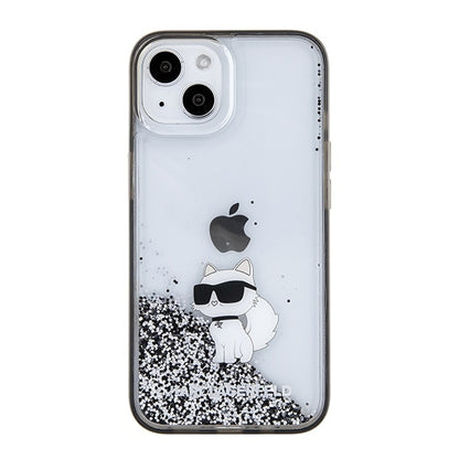 Θήκη για Apple iPhone 15 / 14 / 13, Karl Lagerfeld, Liquid Glitter Choupette, Διάφανη