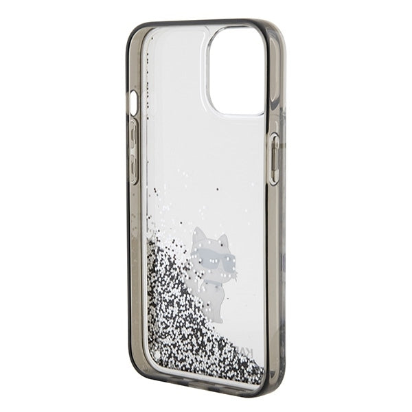 Θήκη για Apple iPhone 15 / 14 / 13, Karl Lagerfeld, Liquid Glitter Choupette, Διάφανη